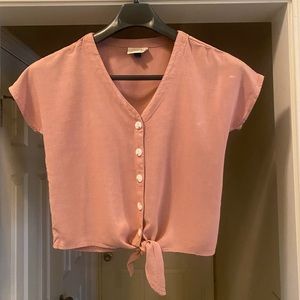 Blush Pink Dusty Rose Linen Universal Thread Crop Top sz Small